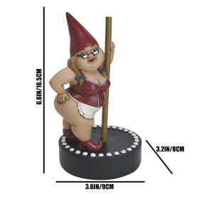 1pcs Gnome Figure Statue Crafts; Resin Women Pole Dancing Goblin Ornaments; For Garden Home Decor Bedroom Office Lawn (3.6*3.2*6.6inch)