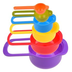 6PCS Measuring Cups And Spoons, Little Cook Colorful Measuring Cups And Spoons Set, Stackable Measuring Spoons, Nesting Plastic Measuring Cups