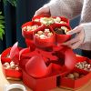 1pc Heart-shaped Dried Fruit Plate Nut Storage Box Home Living Room Coffee Table Snack Box Fruit Plate Chinese New Year Rotating Candy Box