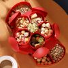 1pc Heart-shaped Dried Fruit Plate Nut Storage Box Home Living Room Coffee Table Snack Box Fruit Plate Chinese New Year Rotating Candy Box