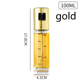 100ML Glass Bowl BBQ Olive Oil Spray Diffuser For Kitchen Dispenser Bottle Squirt Container Vinegar Soy Sauce Fuel Injection Pot (Color: Gold)