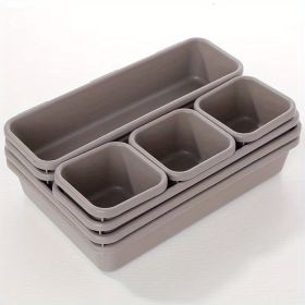 8pcs Home Drawer Organizer; Multipurpose Plastic Storage Box; Tableware Storage Container; Medicine Box; Office Supplies Storage & Organization; Free (Color: 1pcs Multifunctional Storage Box + Light Gray)