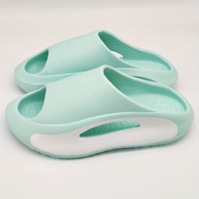 Men's Color Block Slides Casual Lightweight Non Slip Slippers, Open Toe Shoes For Indoor Outdoor Beach Shower, Spring And Summer (Color: Cyan)